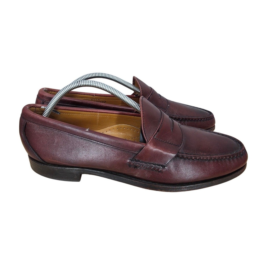 Allen Edmonds Paxton Penny Loafers Mens 11.5 B Burgundy Leather Slip On Dress